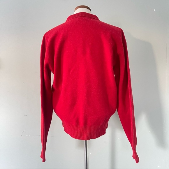 Vintage Polo Ralph Lauren Red collar pullover sweater 100% Lambswool Large - Picture 4 of 6
